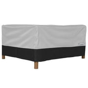 NEH Outdoor Patio Square Ottoman / Side Table Furniture Cover - 32"L x 32"W x 18"H - Breathable Material, Sunray Protected, and Weather Resistant Storage Cover - Gray with Black Hem
