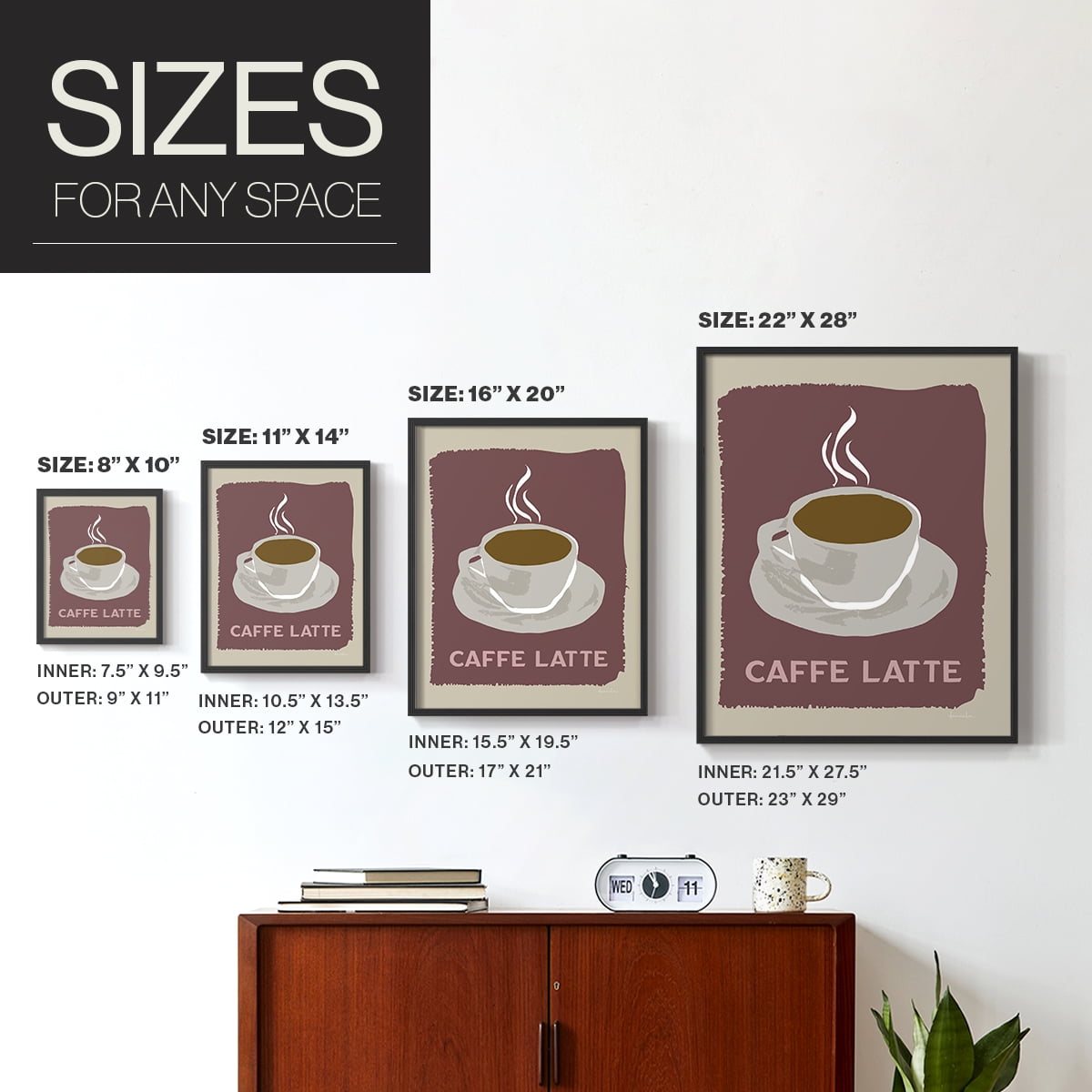 Modern Coffee III in Black Solid Wood 8 x 10 Framed Print