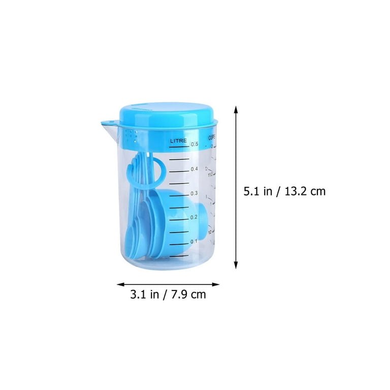 The Pampered Chef Measure and Store Clear Plastic Measure Cup and Container  With Green Lid, 3 Piece Measure and Store 