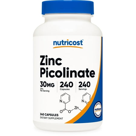 Nutricost Zinc Picolinate 30mg  240 Capsules - Gluten Free and Non-GMO Supplement