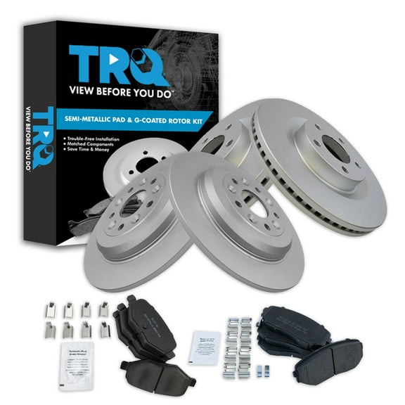 TRQ Front and Rear Brake Pad & Rotor Kit Brake Pads Brake Rotor Semi-Metallic Premium G-Coated Fits Select 2011-2014 Ford Edge 2011-2015 Lincoln MKX