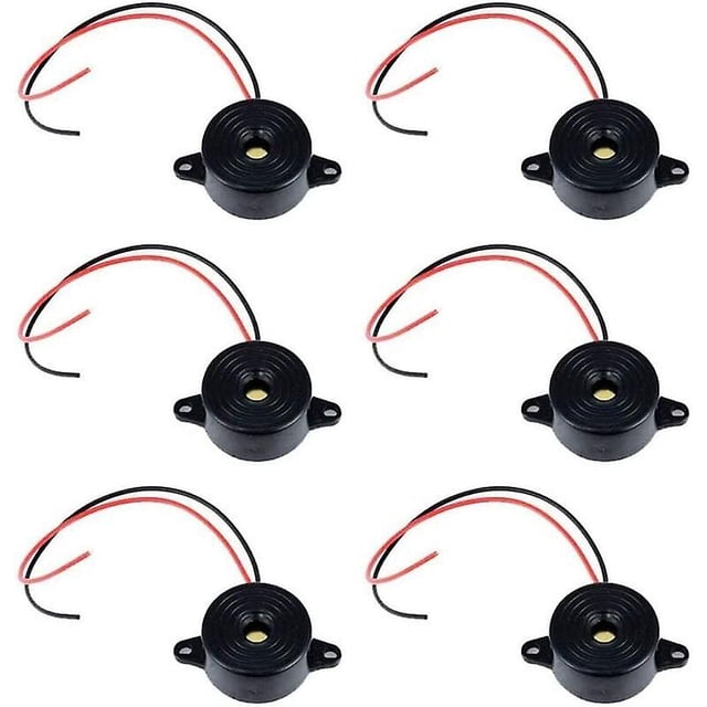 6 Pcs Electronic Buzzer DC 3-24V 85dB Electronic Sound Alarm Buzzer Alarm System Siren 12v with 110mm Cable Continuous Intermittent Sound for Physical