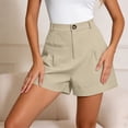thumbnail image 7 of MYAOYI Womens Work Casual High Waist Shorts Pleated Cuffed Hem Elastic Waist Trousers, 7 of 7