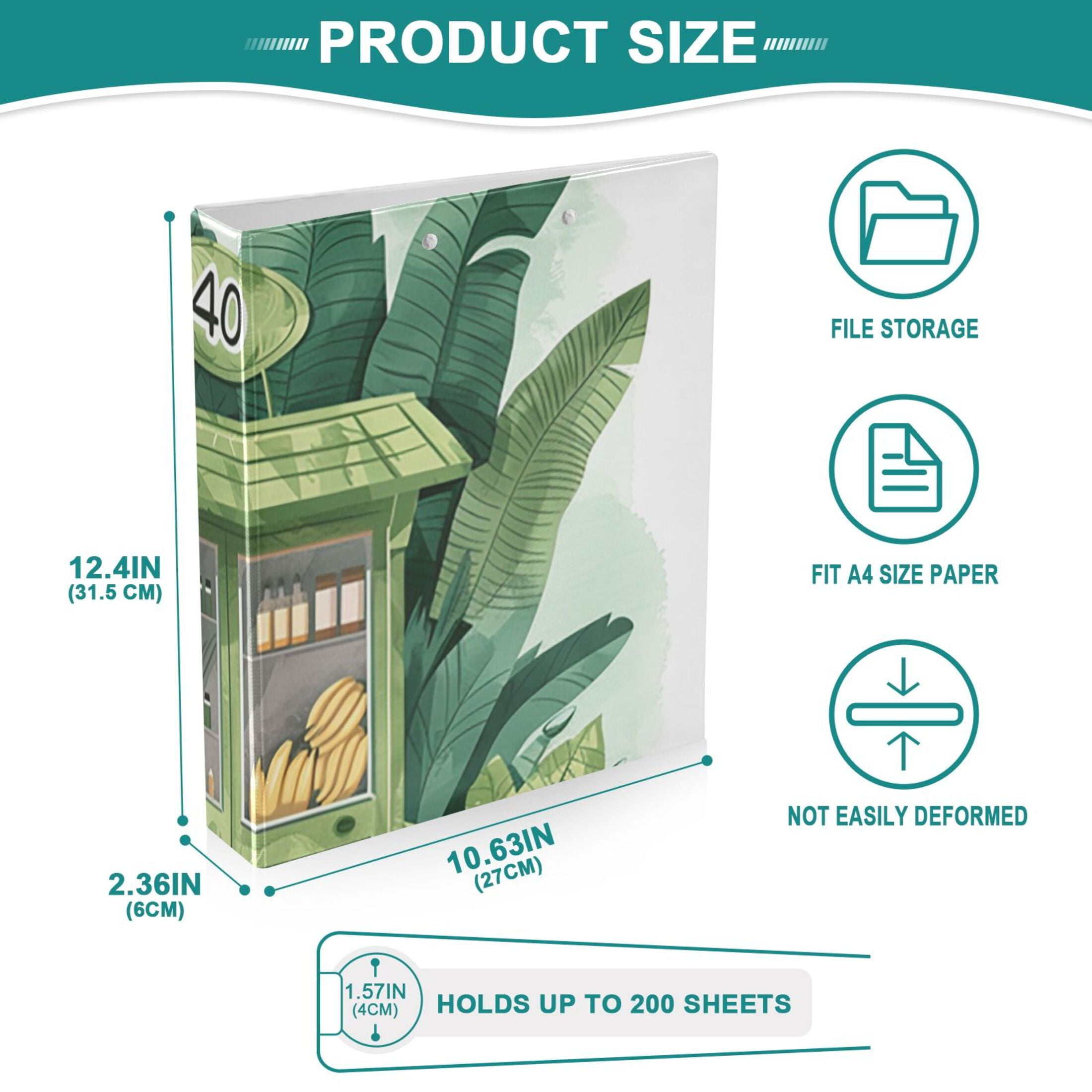 Green Shop 3 Ring Binders 1.5 inch Hardcover File Folders with Interior Pockets A4 Size Organizer for School Office Hospital