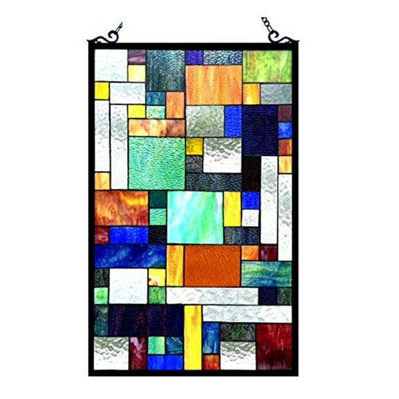 CHLOE Avant-Garde Tiffany-glass Rectangle Window Panel 20x32