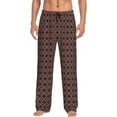 thumbnail image 2 of Kdxio Brown Gold Grid Print Men's Sleep Pajama Pant Lounge Pants with Pockets, 2 of 8