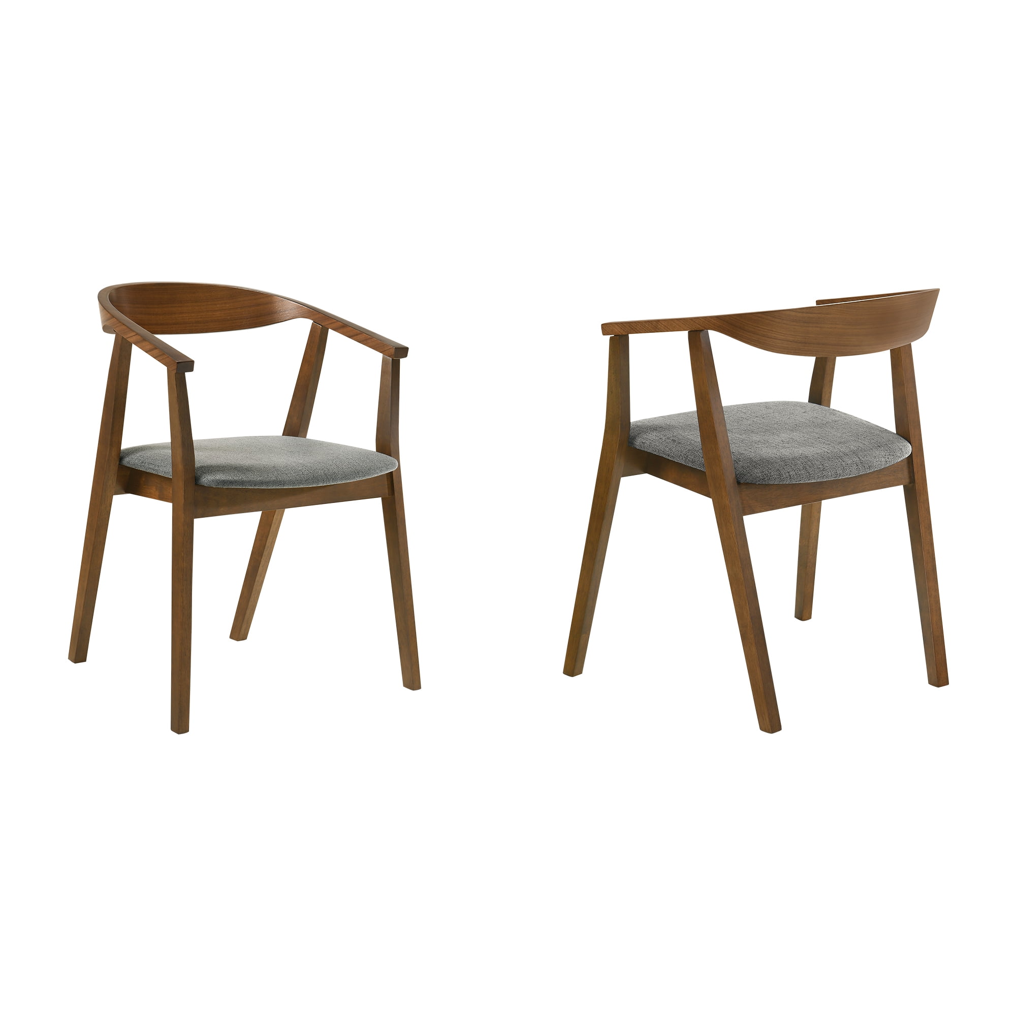 Santana Wood Dining Chair in Walnut Finish with Charcoal Fabric - Set of 6