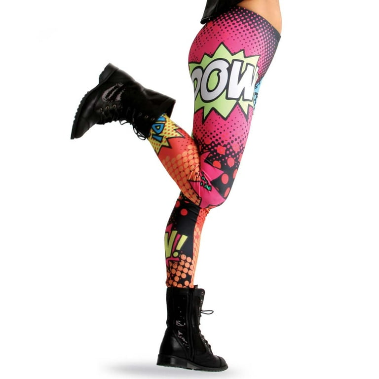 Multicolor Pop Art Graphic Super Hero Leggings for Women 