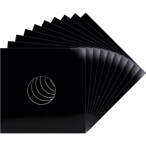(10) 12" Record Jackets - BLACK (Glossy Finish) - With Hole - #12JWBKHH - Protect Against Dust and Wear!