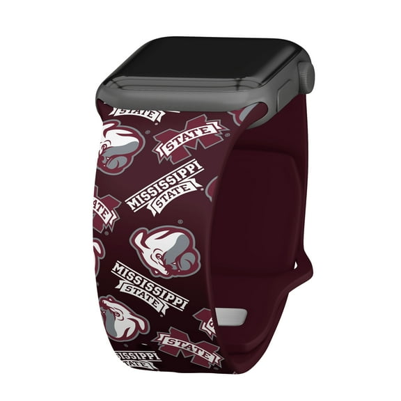 Mississippi State HD Scattered Logo Unisex Watch Band for Apple Watch, 42/44/45/49mm(46mm Series 10) Long by Affinity Bands
