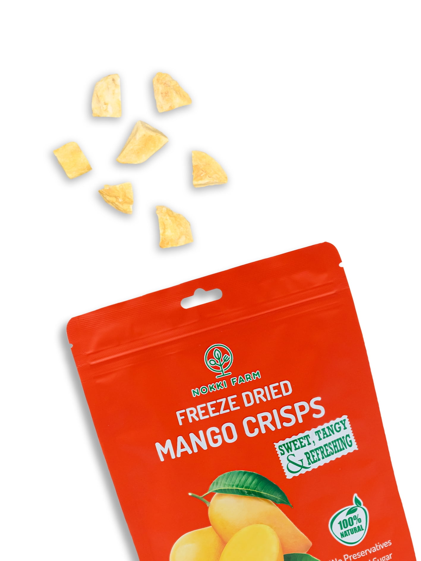 NOKKI FARM Freeze Mango Fruit, Healthy & Exotic Tropical Superfood Snacks, Kid-Approved, No Added Sugar or Preservatives, Shelf-Stable, 1.73 Oz, 3 Pack