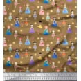 thumbnail image 1 of Soimoi Silk Fabric Floral,Medal & Girl Cartoon Printed Fabric 1 Yard 42 Inch Wide, 1 of 1