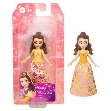 Disney Princess Belle Posable Small Doll in Shiny Outfit with Removable Skirt, Inspired by Movie