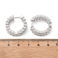 thumbnail image 3 of 2Pair Brass Micro Pave Cubic Zirconia Huggie Hoop Earrings Long-Lasting Plated Ring Clear Real Platinum Plated 22x6mm Pin: 0.9mm, 3 of 5