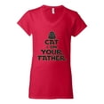 thumbnail image 3 of Cat I Am Your Father Cat Lover Women's Standard V-Neck Tee, Red, Small, 3 of 5