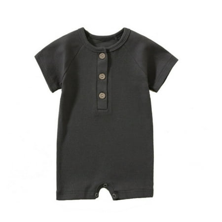 

PEACNNG Summer Wear Infant Bebe Thin Pajamas Short Sleeve Jumpsuit Ribbed Clothes Knitted Stretch Girls Outfits Jumpsuit