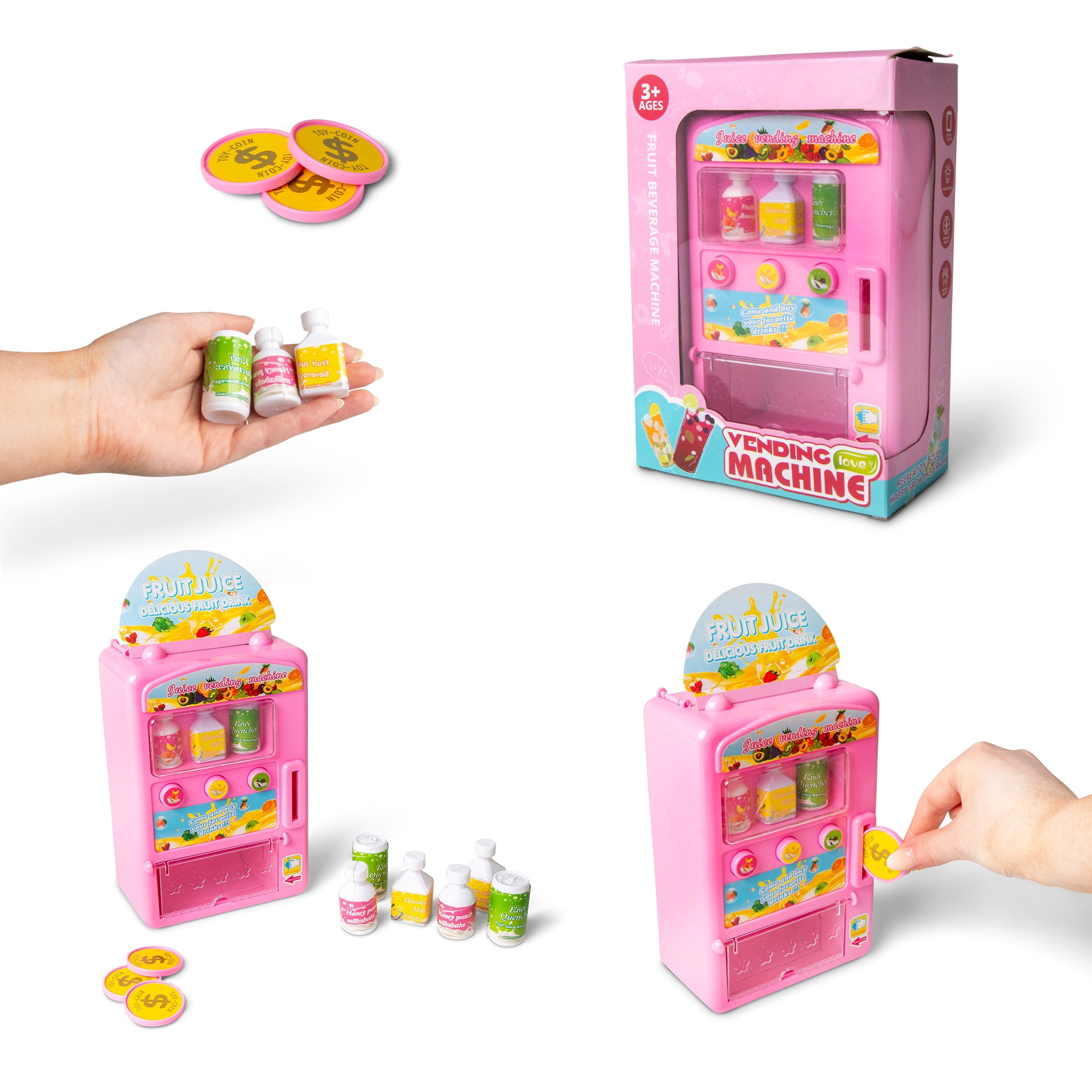 One for Fun Dinky Drinks Vending Machine, Pretend Play Drinks Dispenser Toy