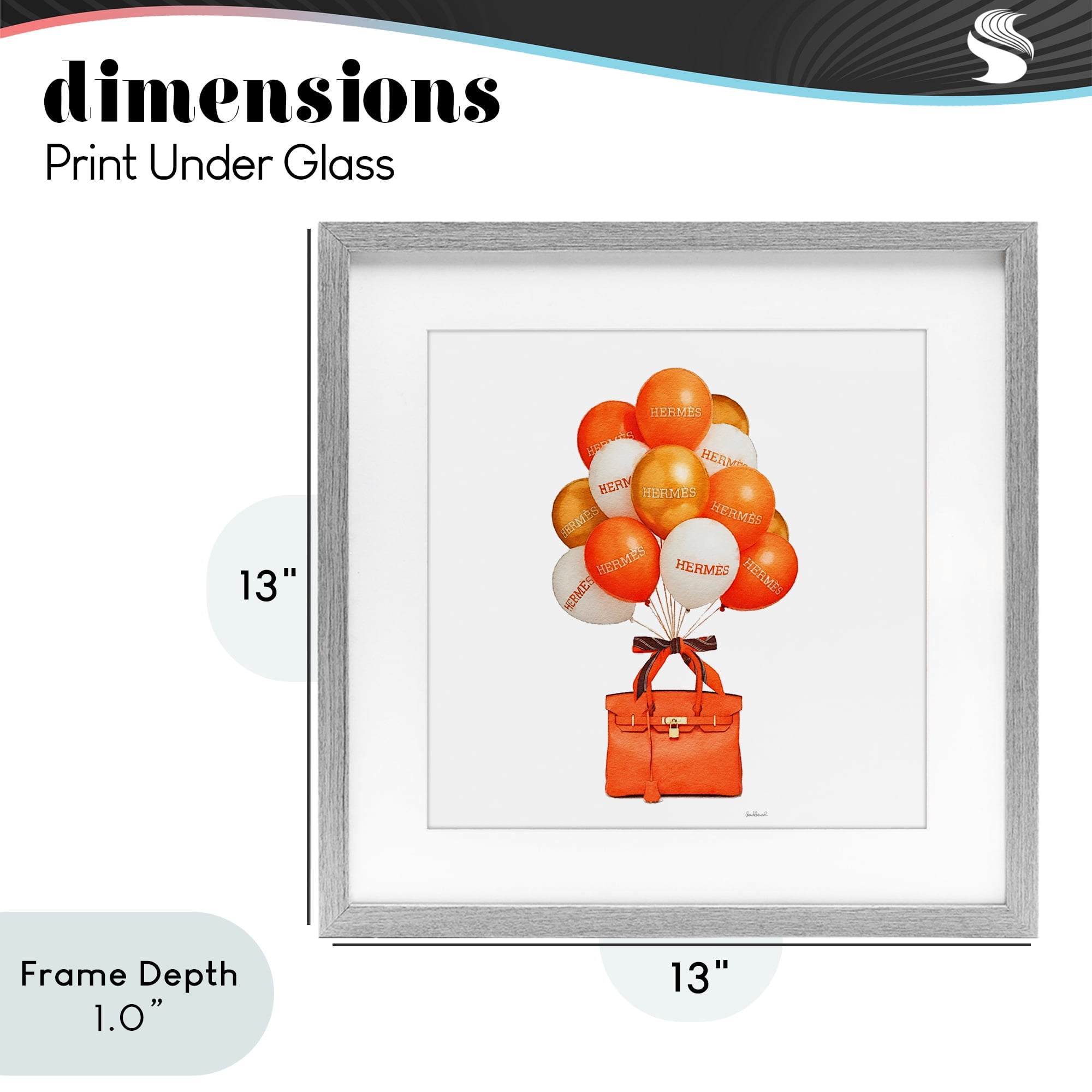 Stupell Industries Orange Handbag & Balloons Gray Framed Print Under Glass, design by Amanda Greenwood