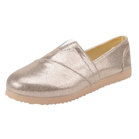 

sneakers for Women Women Flat Soft Sole Casual Shoes Breathable Non Slip Slip On Ladies Casual Fashion Sneakers Canvas Dress Sandals for Women Gold
