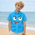 thumbnail image 5 of WOYY Girls Short Sleeved Shirt Casual Cartoon Expression Print Button Up Shirts, Sizes 3-15, 5 of 5
