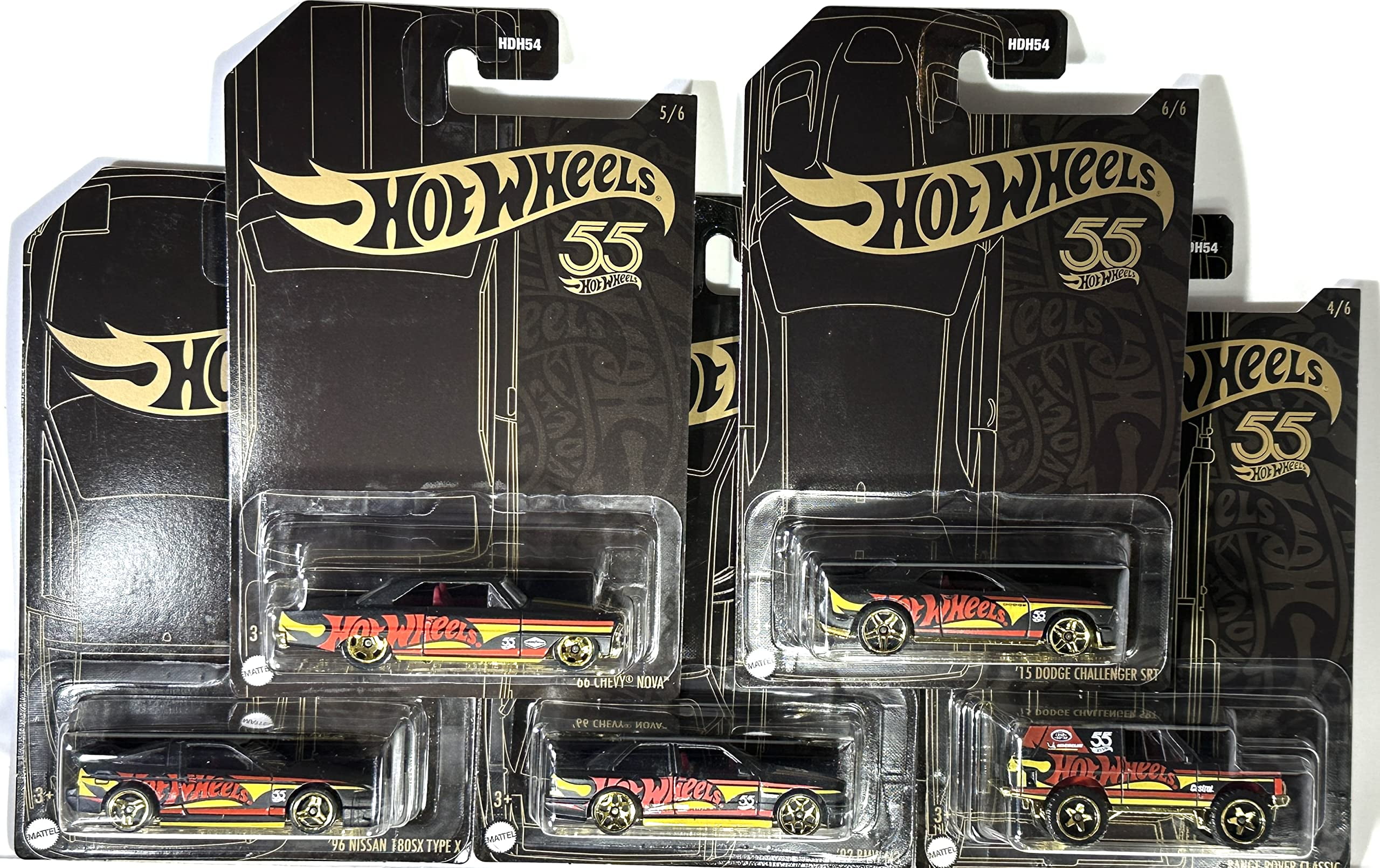 2023 Hot Wheels 55th Anniversary Pearl and Chrome Series Set of 5