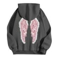 thumbnail image 4 of vigerkar Long Sleeve Wings Graphic Hoodie, Fashion Pullover Hooded Sweatshirt for Women (Grey, S), 4 of 5