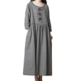 thumbnail image 2 of Conairie Maxi Dresses for Women Solid Color Crew Neck Loose Fashion Long Sleeve A-Line Dress Soft Lounge Long Swing Dress Grey L, 2 of 4