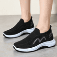thumbnail image 2 of Domuza Mens Slip On Walking Shoes, Breathable Knit Mesh Casual Sneakers, Lightweight Soft Sole Fashion Sport Footwear For Daily Wear Black 7 (EU-39), 2 of 5