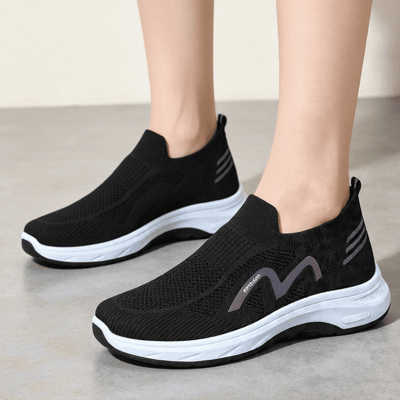 Willtoo Mens Slip On Breathable Knit Walking Loafer Non Slip Cushioned Lightweight Casual Footwear for Travel Gym Daily Errands