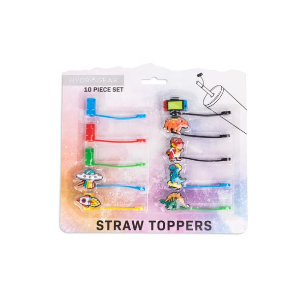 Straw Topper Core Kitchen Dino Silicone, paquete de 10 (x6)