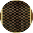 thumbnail image 1 of Ahgly Company Tapis d'Intérieur Ronds Abstraits Vert Noisette à Carreaux, 4 Pieds Rond, 1 of 6