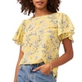 thumbnail image 2 of Vince Camuto Women's Rosey Vines Flutter Sleeve Top Yellow Size Medium, 2 of 3