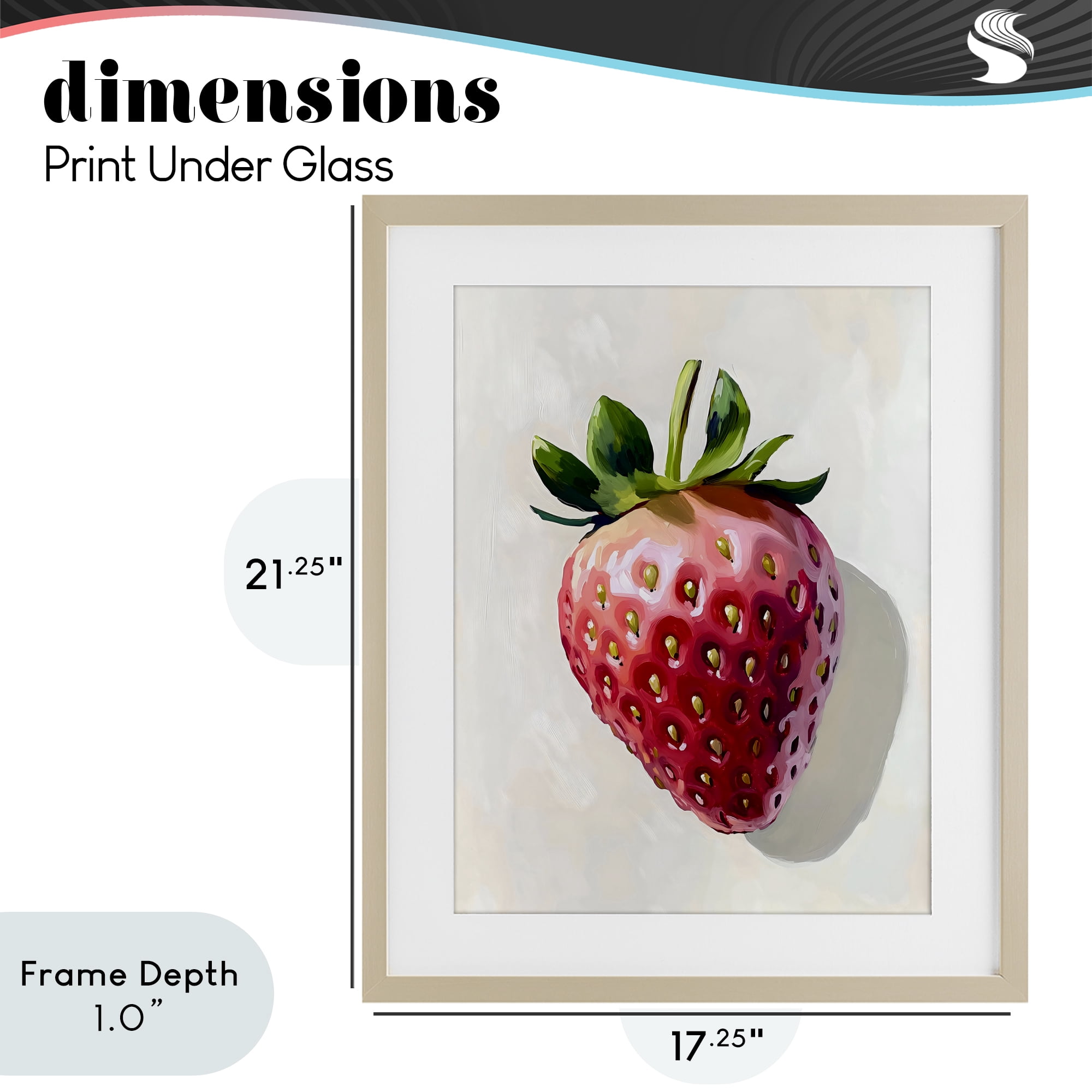 Stupell Industries Juicy Shine Strawberry Birch Framed Print Under Glass, design by The Prints Vibe