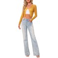 thumbnail image 2 of INSPIRE CHIC Women's Sheer Textured Crop Bolero Shrug Lightweight Long Sleeve Open Front Cardigan Yellow M, 2 of 6