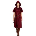 thumbnail image 1 of Shoulder Capelet Surcoat, Hooded Medieval Ranger Robe Tunic With Shoulder Capelet, Belted Long Wizard Surcoat for Halloween Renaissance Larp Cosplay, 5 Color Soft Woven Fantasy Costume Robe, Wine XXL, 1 of 6