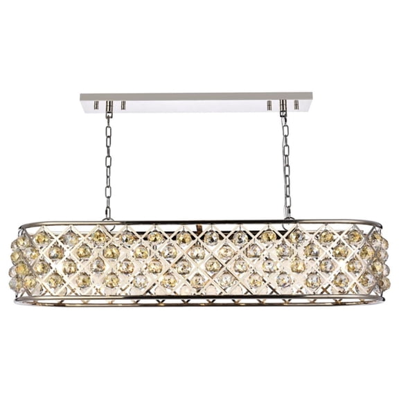 Madison 7 Light Polished Nickel Chandelier Golden Teak (Smoky) Royal Cut Crystal