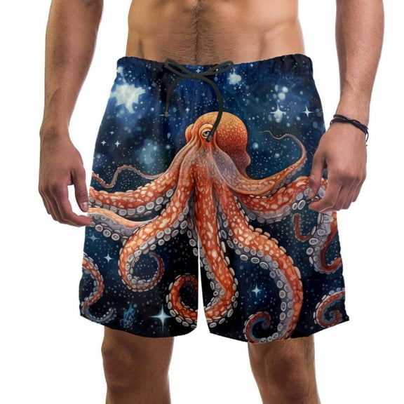 luoweisi Men's Beach Shorts Quick Dry Swim Trunks with Mesh Lining Octopus XL