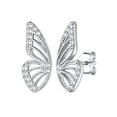 thumbnail image 1 of Pendientes de plata esterlina Silvora Ala de mariposa Zirconia cúbica Izquierda y derecha Media mariposa, 1 of 8