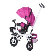 Angle View: Oxodoi 5-in-1 Tricycle for Toddlers Kids w/Canopy,Foldable Double Brake Stroll Trike Steer Stroller,Learning Bike,Push Trike,Gift for Baby Girls Boys Age 10 Months to 5 Years Old