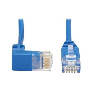 TRIPP LITE N204-S10-BL-DN 10 ft. Cat 6 Blue Down-Angle Gigabit Molded Slim UTP Ethernet Cable (RJ45 Right-Angle Down M to RJ45 M)