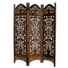 72" VedaHome Hand Carved Wood Floral Topiary 3-Panel Room Divider Screen