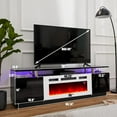thumbnail image 5 of Amerlife Fireplace TV Stand with 36" Fireplace, 70" Entertainment Center, Black & White, 5 of 7
