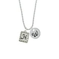 thumbnail image 2 of Delight Jewelry Silvertone Pebble Border Initial - H Silvertone Script Initial Disc - W - Charm Necklace, 20"+3", 2 of 4