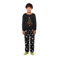 thumbnail image 2 of Yuaguia Family Christmas Matching Pajamas Set, Wish You a Merry Christmas Tree Letter Print Long Sleeve Tops and Black Snowflake Print Pants, Holiday Sleepwear, Kids 6 Years, 2 of 9