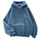 thumbnail image 3 of Sudadera con capucha de vellón grueso, acogedora sudadera con capucha para otoño e invierno para mujer con bolsillo de parche con cordón, jersey de vellón cálido para el frío, 3 of 5