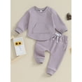 thumbnail image 2 of Suealasg Toddler Baby Boys Girls Fall Winter Clothes 6M 12M 18M 2T 3T Kids Crew Neck Long Sleeve Sweatshirt Pullover Top Drawstring Pants Sets 2Pcs, 2 of 9