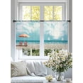 thumbnail image 4 of Ocean Beach Sheer Curtains 2 Panels Set Summer Beach Chairs Blue Sky Sea Cloud Sheer Window Curtains Light Filtering Rod Pocket Voile Drapes for Bedroom Living Room 52"x45", 4 of 9