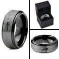 thumbnail image 4 of Tungsten Dog Hurdling Jumping Through Obstacles Band Ring 8mm Men Women Comfort Fit Black Step Bevel Edge Brushed Gray Polished, 4 of 4