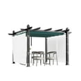 thumbnail image 2 of Goldensoil 10x10 Ft Retractable Outdoor Wood-Grain Aluminum Pergola with Canopy and Side Mesh,Blue, 2 of 7