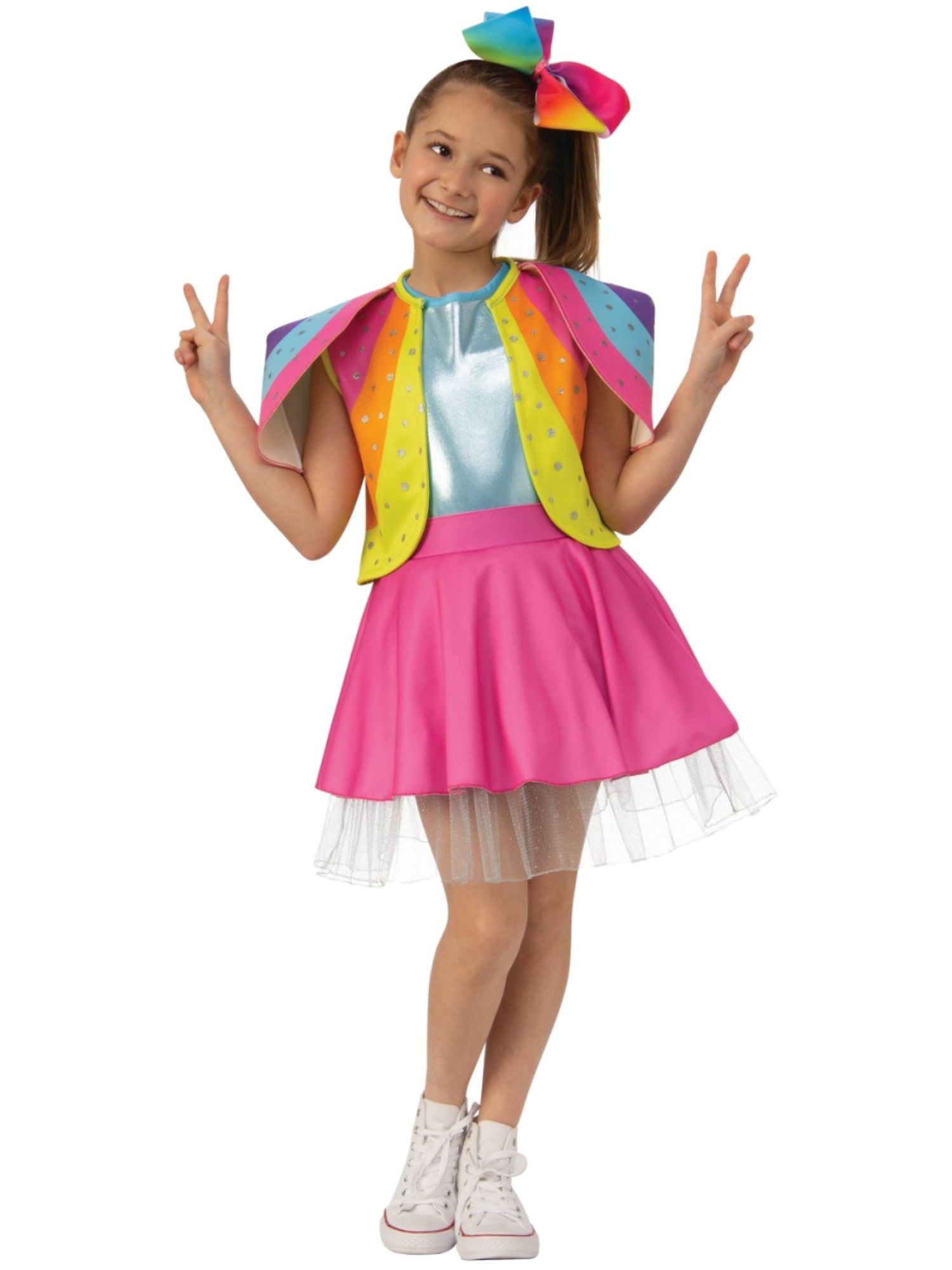 Girls Rainbow Glitter Jojo Siwa Halloween Costume Dress & Vest L 12-14 ...